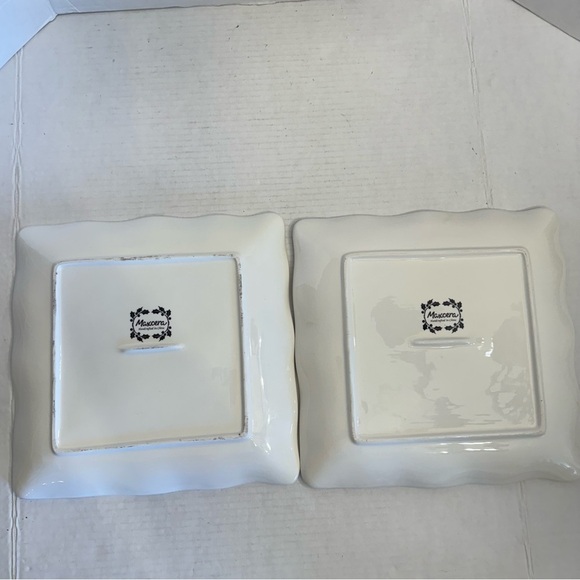 Maxcera SNOWVILLE Square Dinner Plate Winter Snowy Forest House Evergreen Set 2 - Picture 9 of 16